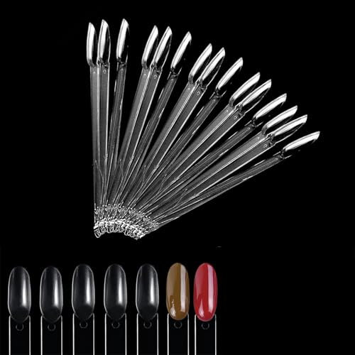 15 Pièces Nuancier Ongle,Nail Tips Art Présentoir,Presentoir Ongles Cartes de Couleur Montrer Forme D'éventail,Ovale