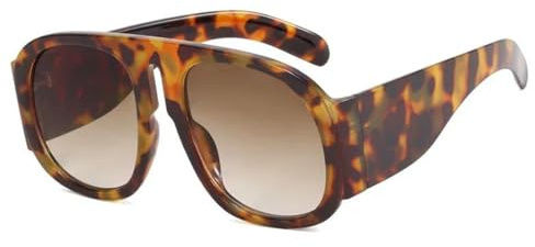 WFFZTZW Montatura per occhiali oversize da donna, montatura per occhiali da uomo di lusso monoblocco (Leopard Tea)
