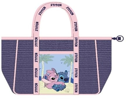 Cerdà Disney Lilo & Stitch strandväska 20 x 39 x 62 cm – återvunnet material – Stitch & Angel – rosa lila