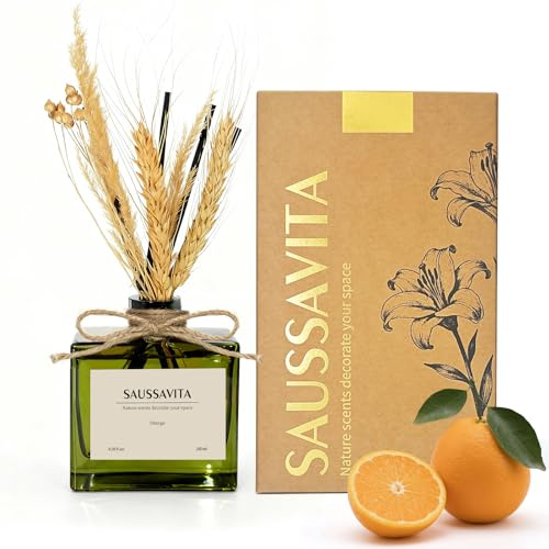 Reed Diffuser, 180 ml Citrus Grove Scented for 120 Days | Diffuser with Dried Flowers & 7 Sticks, Home Fragrance Long Lasting for Bathroom Bedroom Home & Office Decor, Air Freshener
