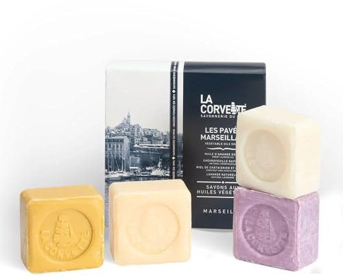 La Corvette – Les Pavés Marseillais – Cofanetto 4 saponi 100 g – Profumatori provenzali – Made in France