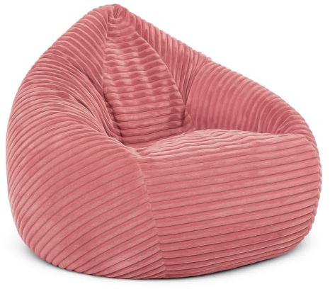 PATCH HOME Cordino Drop sittsäck av brett cord – golvmatta med EPS-fyllning – bekväm loungefåtölj för vuxna och barn – 3 storlekar – snygg manchestersittsäck med dragkedja (rosa, XXL)