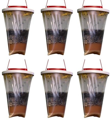 WDKXCN Trappole per Mosche, 6 Pezzi Sospese Trappola Mosche Esterno, Trappola per mosche da Esterno Intern Giardino Casa, Trappola Acchiappa mosche Cattura per Zanzare, Api e Insetti
