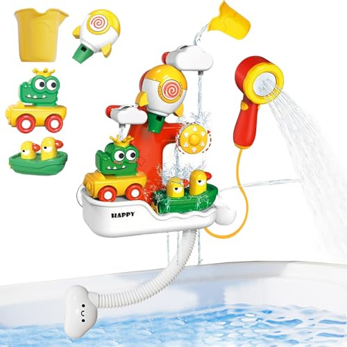 LUKIUP Jouet Bain, Jouets de Bain, Jouet de Bain, Cascade Interactif Jeux Bain, Conception de Fusée Jeux, Jouet Idéal pour Jouer dans(Poisson)