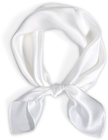 SHENLIU Elegant sidenscarf, vit sidenscarf halsdukar 70 x 70 cm naturligt mullbärssilke halsduk mjuk fyrkantig sidenscarf bandana halsduk huvudduk för kvinnor flickor gåva