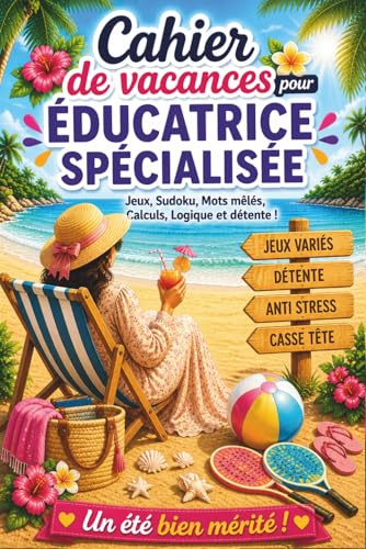 Cahier de Vacances pour Éducatrice Spécialisée: Cadeau Éducatrice Spécialisée fin d'année personnalisé – Jeux variés, activités originales pour offrir une pause d'été bien méritée