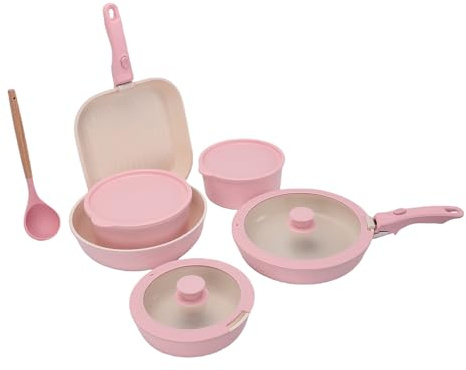 Tosuny Nonstick Grytor och Kastruller med Löstagbart Handtag |Induktionskokkärl i Aluminium för Kök Diskmaskin Säker