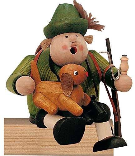 KWO Smoking Man Figurine, Forester, 17 cm, Wood, Multicolour, One Size