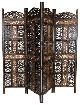 Krishna-skärm, rumsavdelare i trä, handgjord i orientalisk stil, 200 cm