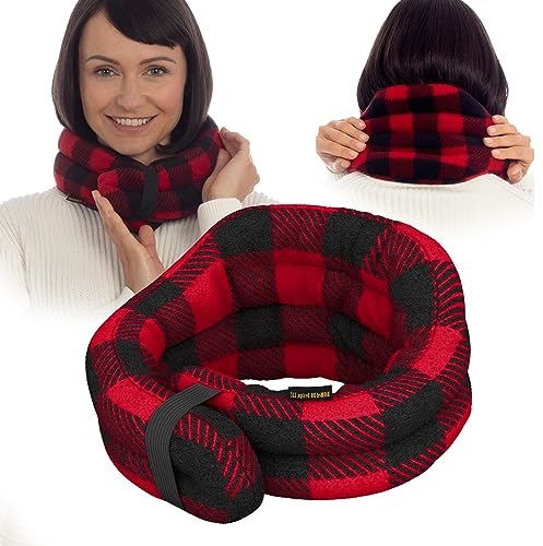 Sunny Bay Hands-Free Neck Heating Wrap: Microwavable Thermal Hot Pack, Large Heat Therapy Pillow for Sore Neck & Shoulder Muscle Pain Relief Multicolored