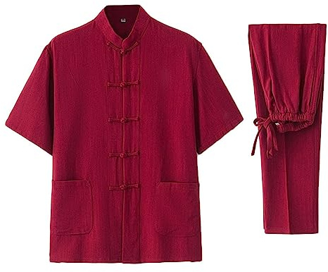 G-LIKE Tai Chi Uniform Clothing - Chinese Qi Gong Martial Arts Wing Chun Shaolin Kung Fu Taekwondo Training Cloths Apparel Clothing Pants (Red, XL)