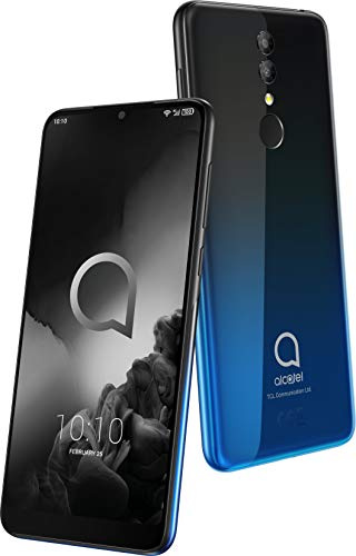 Alcatel 3 5053K Smartphone (14, 98 cm (5, 9 Zoll) IPS Display, Dual-Sim, 64 GB Speicher, 4 GB RAM, Android 9.0) Schwarz, Blau