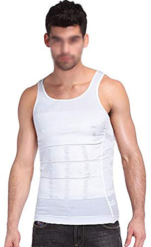 G&F Hommes Compression Gilet Minceur Cacher Bière Ventre/Seins Débardeurs Body Slimmer Élastique Shapewear Shaper Ventre (Color : White, Size : M)