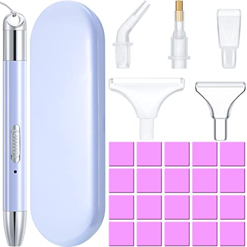 Zonon 27 Stück Strass Kunst Zubehör inklusive Beleuchtetem Usb Wiederaufladbarem LED Strass Malstift 20 Klebeknete 5 Malstiftspitzen und Aufbewahrungskoffer für DIY Malerei
