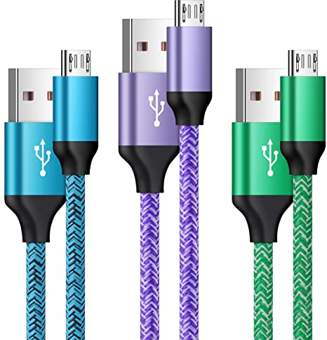 Micro USB Kabel, 3Pack 0,9m Micro USB Ladekabel Schnellladekabel High Speed Android Handy Ladekabel Datenkabel für Samsung Galaxy S7/S6/S5/S4/J7/J5/J3/Note 5, LG G4, PS4, Huawei, Xiaomi, Moto, Nokia