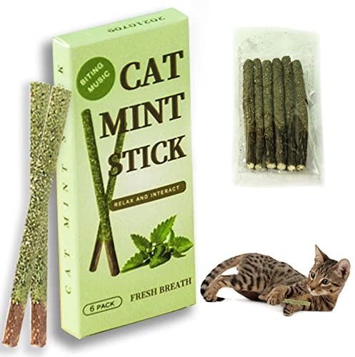 SEMINISMAR Kausticks, Katzenstäbchen, 6 Catnip Catnip Sticks, zur Verwendung als Snack oder Spielzeug für Katzen, Zahnpflege