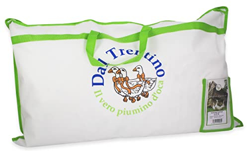 Tata Home Guanciale Cuscino da Letto in Vera Piuma D'Oca dal Trentino Dimensioni 50X80 cm altezza 13 cm