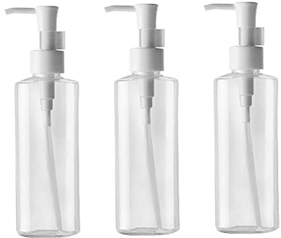 Lot de 3 flacons à Pompe vides en Plastique Transparent - Flacons Rechargeables pour shampooing, Lotion, crème, cosmétiques - 200 ML