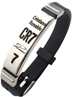 Bracciale GAUEIOUR CR7 con stella del calcio, bracciale commemorativo sportivo personalizzato in acciaio inossidabile e silicone con firma, gioielli regolabili per tifosi di calcio regalo