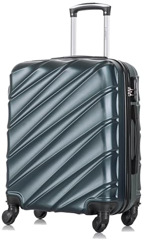 R.Leone Valigia EasyJet 56x45x25 cm Trolley Bagaglio a mano in ABS 4 Ruote 2130 (S 56x45x25cm, Verde Scuro)