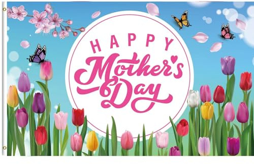 Happy Mother’s Day Flag 3x5 Ft Large Mom Banner Mothering Sunday Grommets