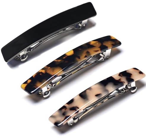 3 Pièces Petite Barettes Cheveux Femme Barettes Cheveux Pince Cheveux | Acétate Barrette Cheveux Femme Plate Barettes Cheveux Femme Chic Rectangulaires Automatique Barettes Cheveux Fins Femme