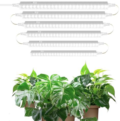 Barrina T5 1FT Grow Lights for Indoor Plants, 5000K White Full Spectrum Indoor Plant Lamp, 30W(6 x 5W) Linkable LED Grow Light Strip with Switch, Plug and Play, 6 Packs