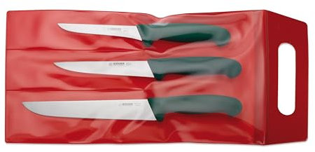 Giesser Messer Fleischermesser Set 3-tlg. – Profi Metzgermesser-Satz (Schlachtmesser 24 cm, Ausbeinmesser 13 cm, Stechmesser 18 cm) – Ergonomische Griffe, Spülmaschinenfest, Made in Germany - Grün