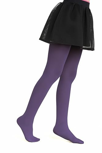 Gi&Gi Mädchen Strumpfhose 50 den, Blickdicht, Einfarbig, Weiß, Blau, Schwarz, Modisch und Vielseitig (DE/NL/SE/PL, Alter, 4 Jahre, 6 Jahre, Regular, Dunkelviolett)