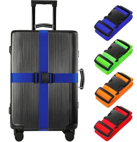 Garegce 4PCS Luggage Straps for Suitcases, Adjustable Suitcase Straps, Heavy Duty Thickened Luggage Strap with Quick Release Buckle, Travelling Luggage Belt Accessories 4 Colors Suitcase Belts