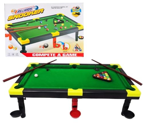 Buystarget Snooker & Billiards Game Table Set Complete Mini Tabletop Pool Set with Full Ball Set 2 Cues & Triangle Skill-Building Play Fun Family Game Kids Adults Gift Compact & Sturdy Design