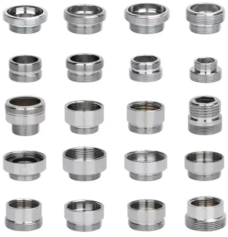 FUWQEPA 2 st kranadapter, M22 till 16 18 20 22 24 26 28 30 32 mm hane hona kran adapter kök badrum mässing vatten tejp gemensam (M22 x F18 2 st)
