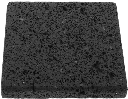 NUOBESTY Ensemble de Barbecue Coréen en Pierre Volcanique Naturelle, Plaque de Cuisson Résistante la Chaleur 10x10x1,5 Cm, Pierre à Griller Polyvalente pour Grillades et Pizzas