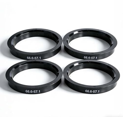 Nivofu 4 PCS Anelli Centrici per Mozzo 66,6 a 57,1 mm, Anelli di Centraggio in Plastica, Riduzione Vibrazioni per Cerchi Auto, Nero
