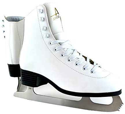 American Athletic Tricot Lined Ice Skates for Women - Recreational Figure Skates with Ankle Support, Padded Lining, Stainless Steel Blades - Suitable for Indoor & Outdoor Ice Skating (White, 11)