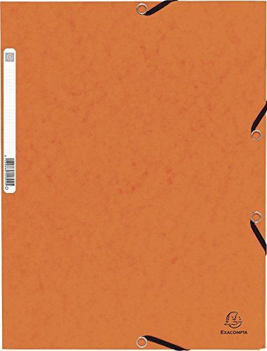 Exacompta 55304E Einschlagmappe. Aus extra starkem Colorspan-Karton DIN A4 mit 3 Klappen und Gummizügen orange Sammelmappe Dokumentenmappe ideal für Büro und Schule