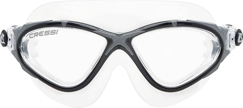 Cressi Planet Goggles Clear/Frame Black Silver - Premium Anti Fog Adult Swim Goggles Mask 100% Anti UV Clear/Frame Black Silver, One Size
