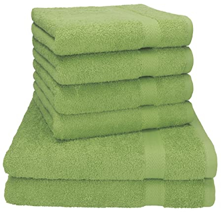 Betz Premium Handtuch-Set - 6 teiliges Handtücher-Set - 2X Duschtücher - 4X Handtücher - 50x100 cm - apfelgrün