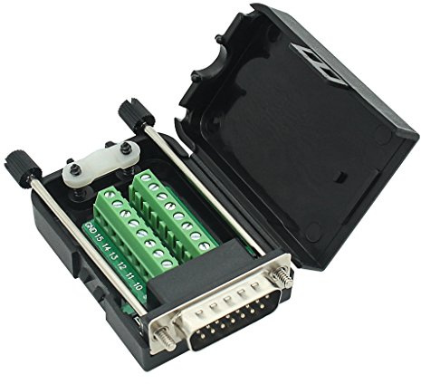 DB15 Breakout Adattatore porta 15 pin a terminale Modulo di segnale con alloggiamento (connettore maschio, vite con custodia)