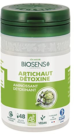Biosens - Gélule végétale Artichaut détoxine - Amincissant, Détoxinant - Certifié Bio AB Vegan - Fabriqué en France - Programme de 16 jours - 48 gélules