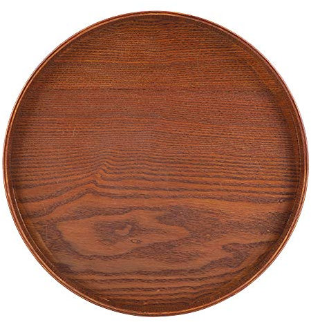 Bandeja de té para servir, fuente de agua de madera Fuente de bebida de agua natural redonda Plato de madera Servidor de comida de té Platos para uso doméstico del hotel 30