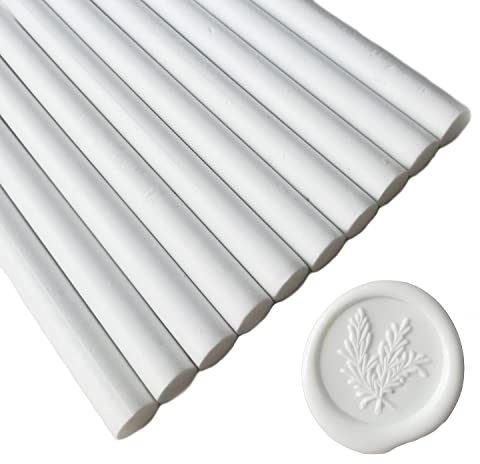 10 stycken vita sigillvaxpinnar för vaxförseglingsstämpel, AMTOL-tätning, vaxpinnar för limpistol, bra för bröllopsinbjudningar, vinpaket, kortkuvert, presentförpackning. vit