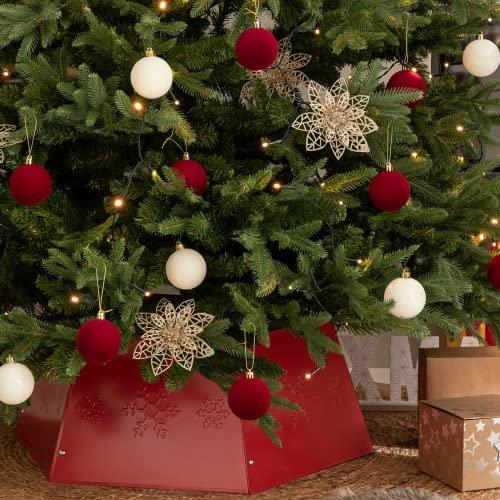 Christmas Tree Collar - Metal Christmas Tree Skirt (Red)