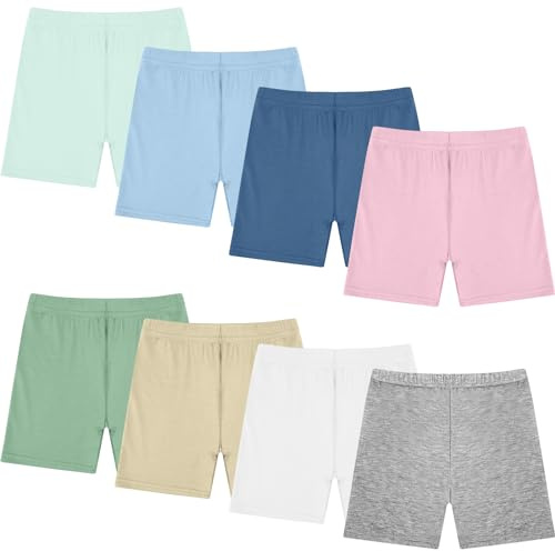 Boyiee 8 Pack Girls Toddlers Dance Shorts Bike Shorts for Dance Gymnastics Yoga Safety Active Under Dress(4-5 Years,Sweet Color)