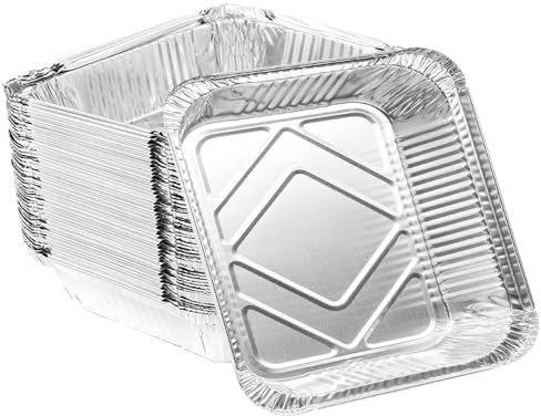 Taasmoog 8 Inch Square Foil Trays for Air Fryer & Microwave - Disposable Aluminum Pans for Baking, Meal Prep, Grilling - Fits Most 5-8 QT Air Fryers (20 Pack)