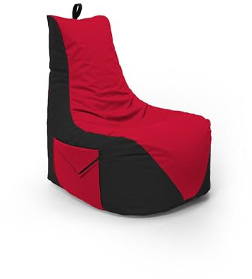 Nadimaideal Gamer Sitzsack Komfort XL - XXL für Kinder, Teenager & Erwachsene | Indoor & Outdoor | Sitzsack Gaming | Füllung EPS Perlen (Schwarz - Rot, Sitzsack XXL)