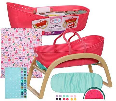BABY born 3 in 1 Wiege Pinplay, Puppenbett, Wiege und Trage mit Pins zum Verzieren, inkl. Bettdecke und Kopfkissen