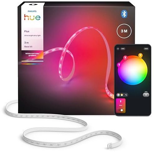 Philips Hue Flux ultraljus 3 meter LED lightstrip 2 900 lm, led-belysning med livfulla färger, flexibel utomhusbelysning och inomhusbelysning, Chromasync™, led-ljusslinga med app- och röststyrning