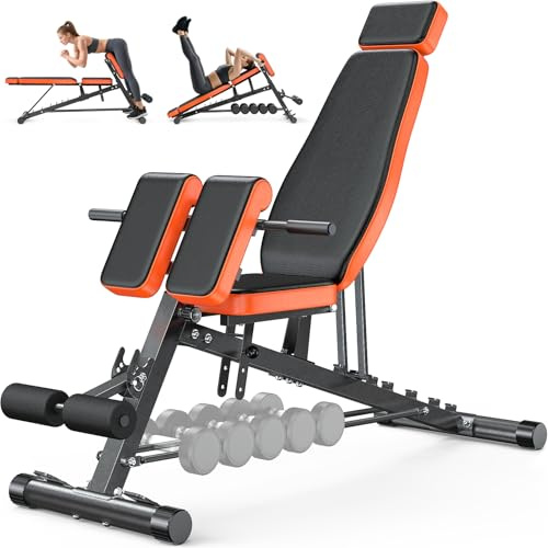 Fostoy 1000LBS Weight Bench Romen Chair, All-in-One Adjustable Workout Bench Press With Back Extension, Flat Incline Sit Up Benches for Home Gym Full Body Strength Training