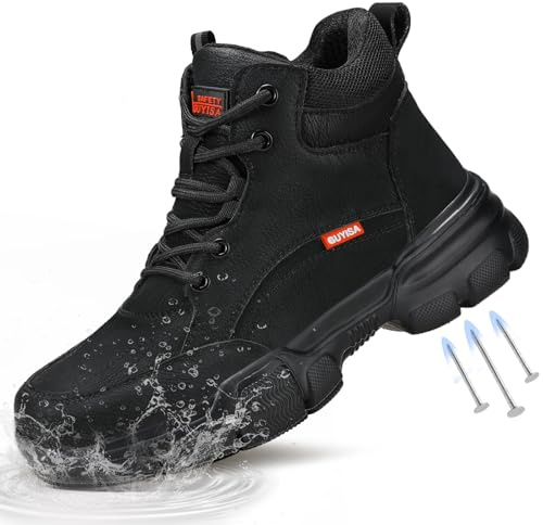 GUSAYEX Steel Toe Cap Safety Boots Mens Puncture Resistant Work Boots